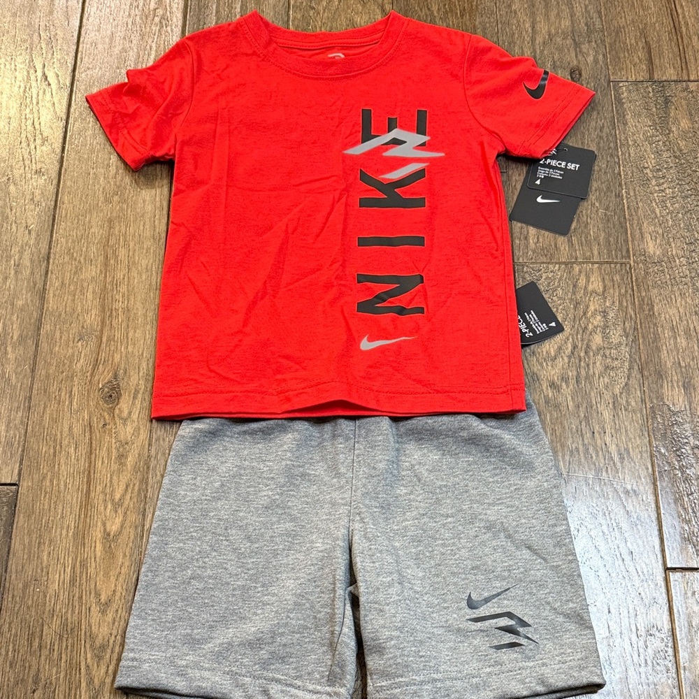 Nike Red‎ Tee and Gray Shorts Set